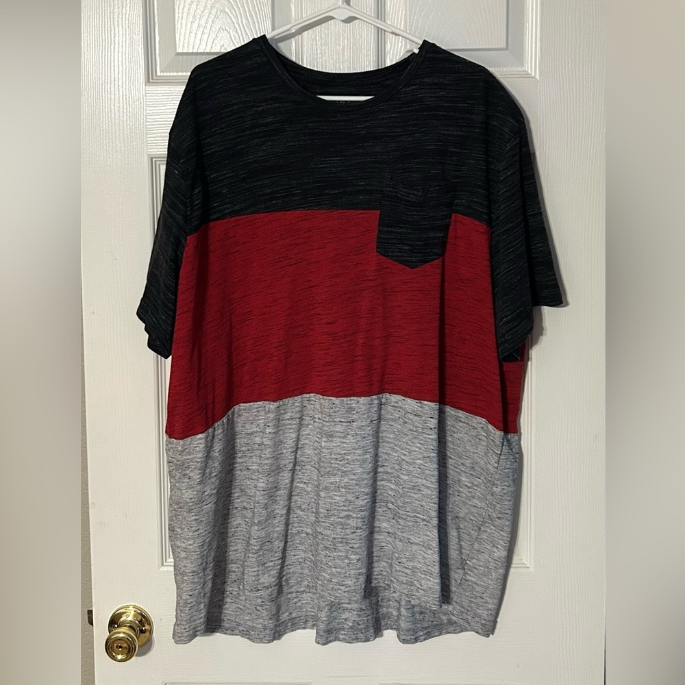George Black and Red Short‎ Sleeve Tee Modern Color Block Design